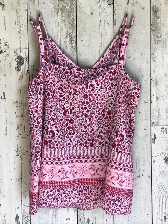 Cabi Pink Floral Tank Top XL Adjustable Straps Boho Lightweight Blouse - Picture 3 of 10